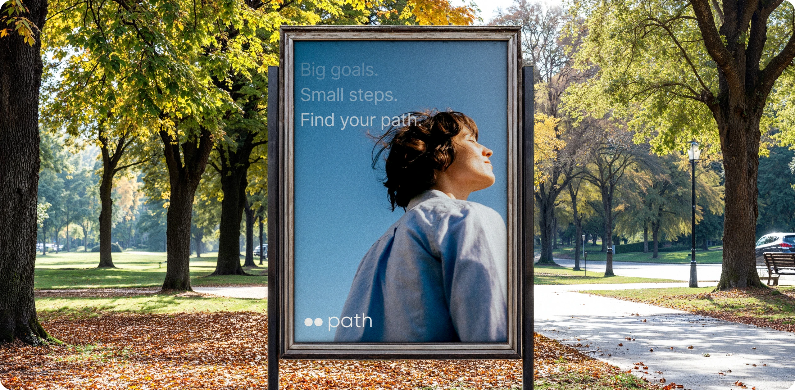 Path outdoor campaign showing the brand in a park setting.