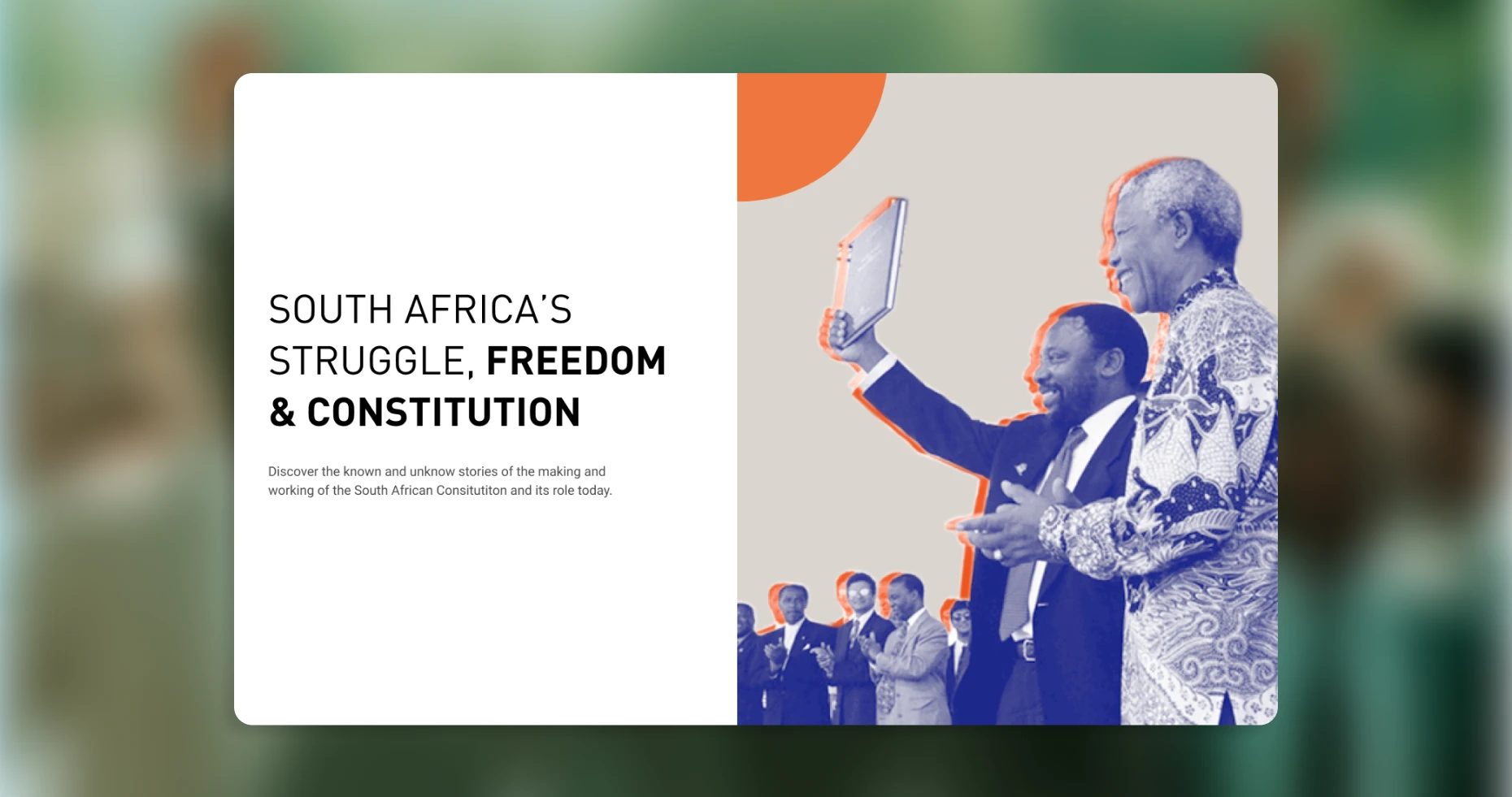South African Constitutional Court exhibit introducing the country's struggle, freedom, and constitution